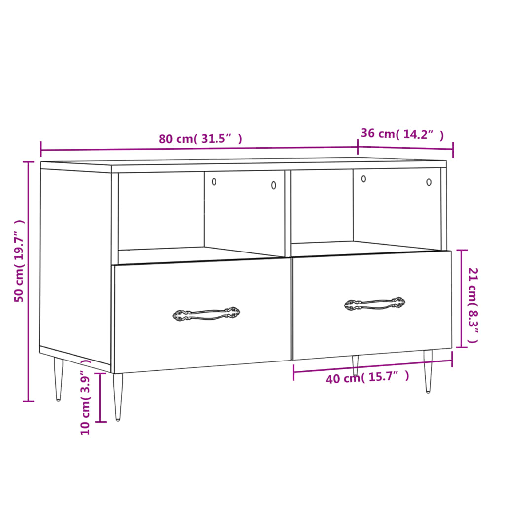 Tv Skříňka 80 X 36 X 50 Cm Kompozitní Dřevo