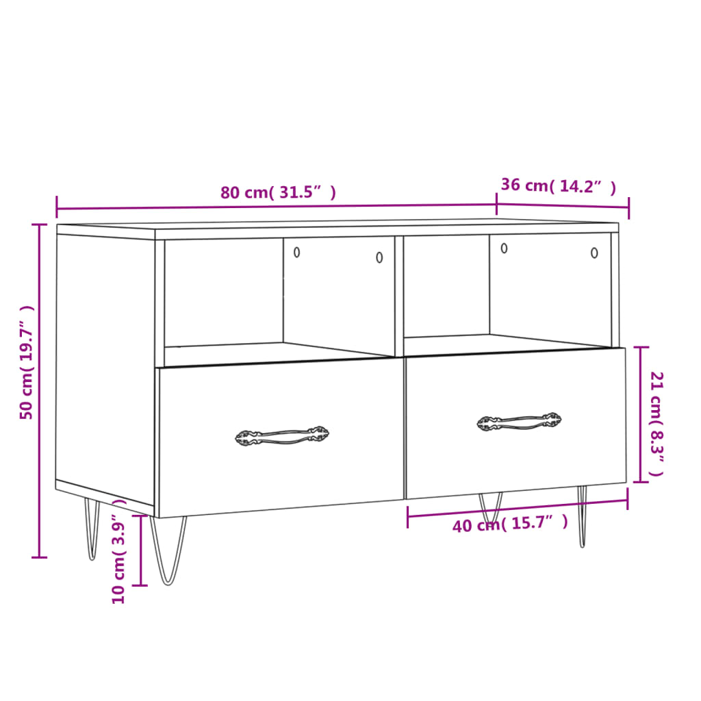 Tv Skříňka Betonově Šedá 80 X 36 X 50 Cm Kompozitní Dřevo