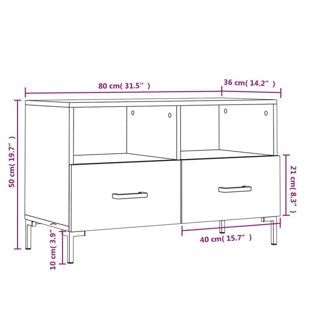 Tv Skříňka 80 X 36 X 50 Cm Kompozitní Dřevo