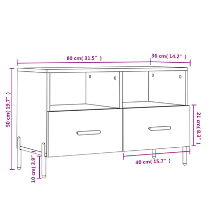 Tv Skříňka Betonově Šedá 80 X 36 X 50 Cm Kompozitní Dřevo