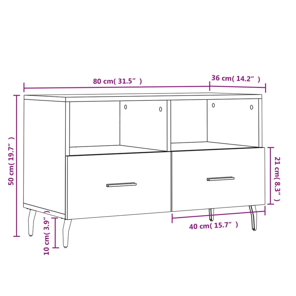 Tv Skříňka Betonově Šedá 80 X 36 X 50 Cm Kompozitní Dřevo
