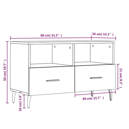 Tv Skříňka Betonově Šedá 80 X 36 X 50 Cm Kompozitní Dřevo