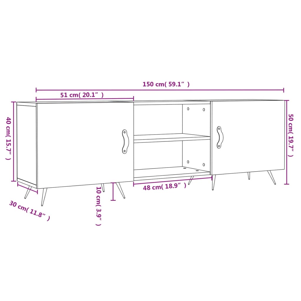 Tv Skříňka 150 X 30 X 50 Cm Kompozitní Dřevo