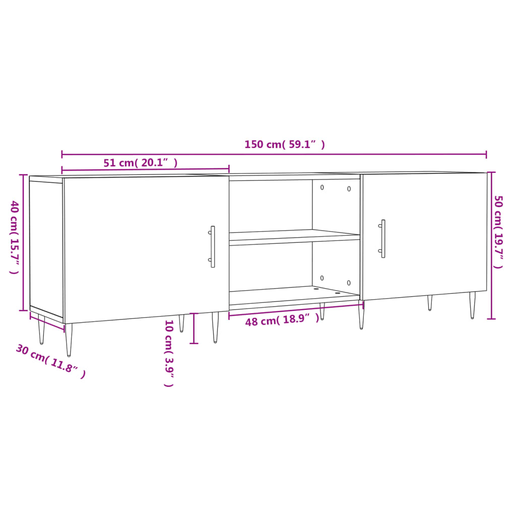 Tv Skříňka Černá 150 X 30 X 50 Cm Kompozitní Dřevo
