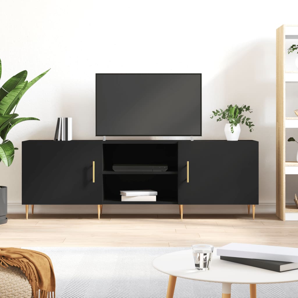 Tv Skříňka Černá 150 X 30 X 50 Cm Kompozitní Dřevo