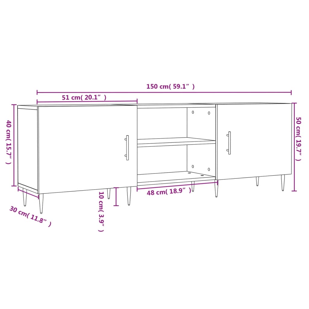 Tv Skříňka Betonově Šedá 150 X 30 X 50 Cm Kompozitní Dřevo