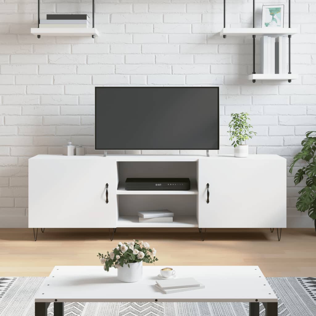 Tv Skříňka Bílá 150 X 30 X 50 Cm Kompozitní Dřevo