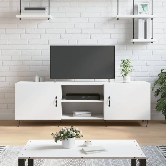 Tv Skříňka Bílá 150 X 30 X 50 Cm Kompozitní Dřevo