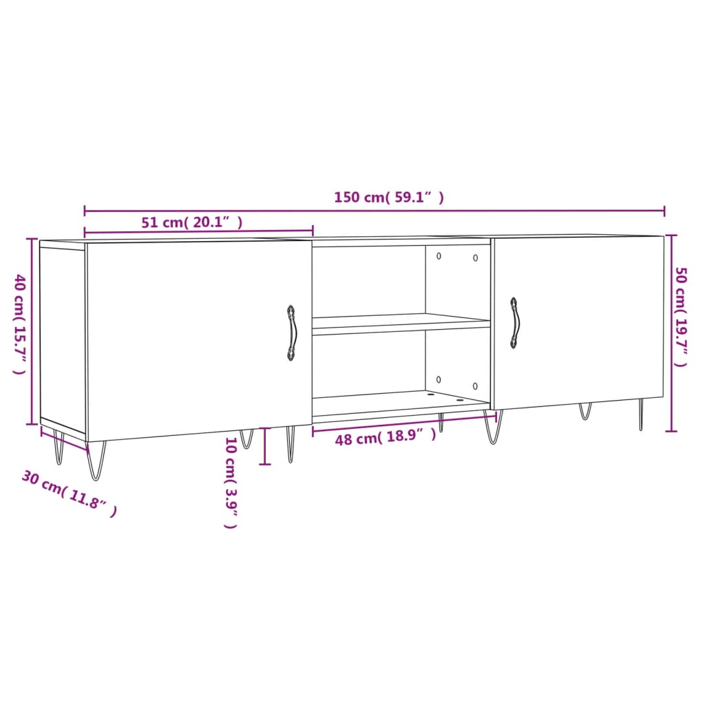 Tv Skříňka Betonově Šedá 150 X 30 X 50 Cm Kompozitní Dřevo