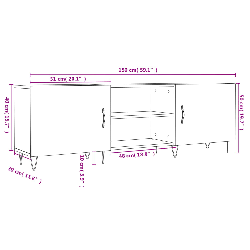 Tv Skříňka Kouřový Dub 150 X 30 X 50 Cm Kompozitní Dřevo