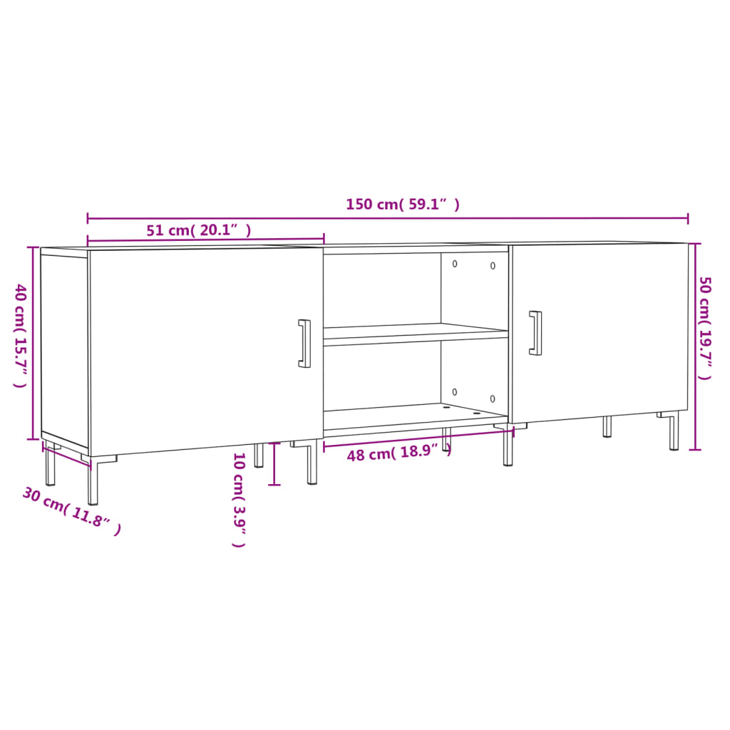 Tv Skříňka 150 X 30 X 50 Cm Kompozitní Dřevo