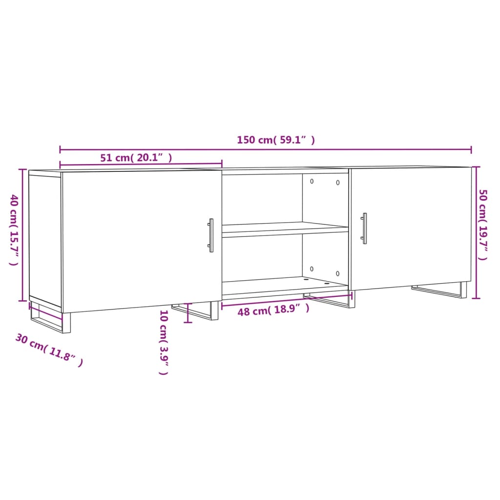 Tv Skříňka 150 X 30 X 50 Cm Kompozitní Dřevo