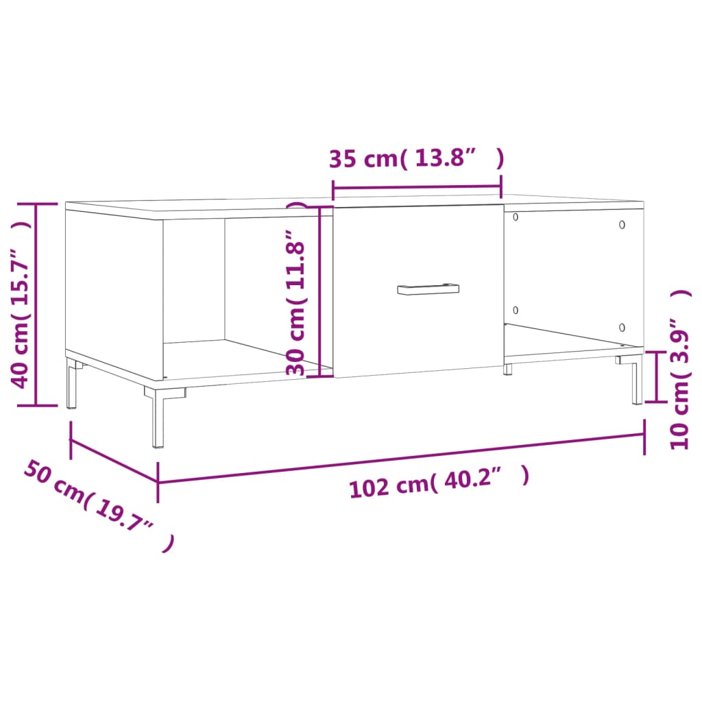 Konferenční Stolek 102 X 50 X 40 Cm Kompozitní Dřevo