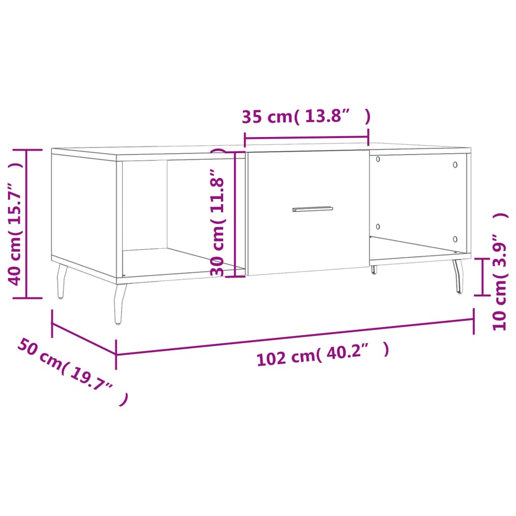 Konferenční Stolek Černý 102 X 50 X 40 Cm Kompozitní Dřevo