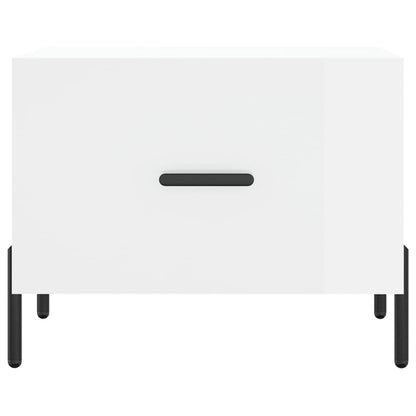 Konferenční Stolek Lesklý Bílý 50 X 50 X 40 Cm Kompozitní Dřevo