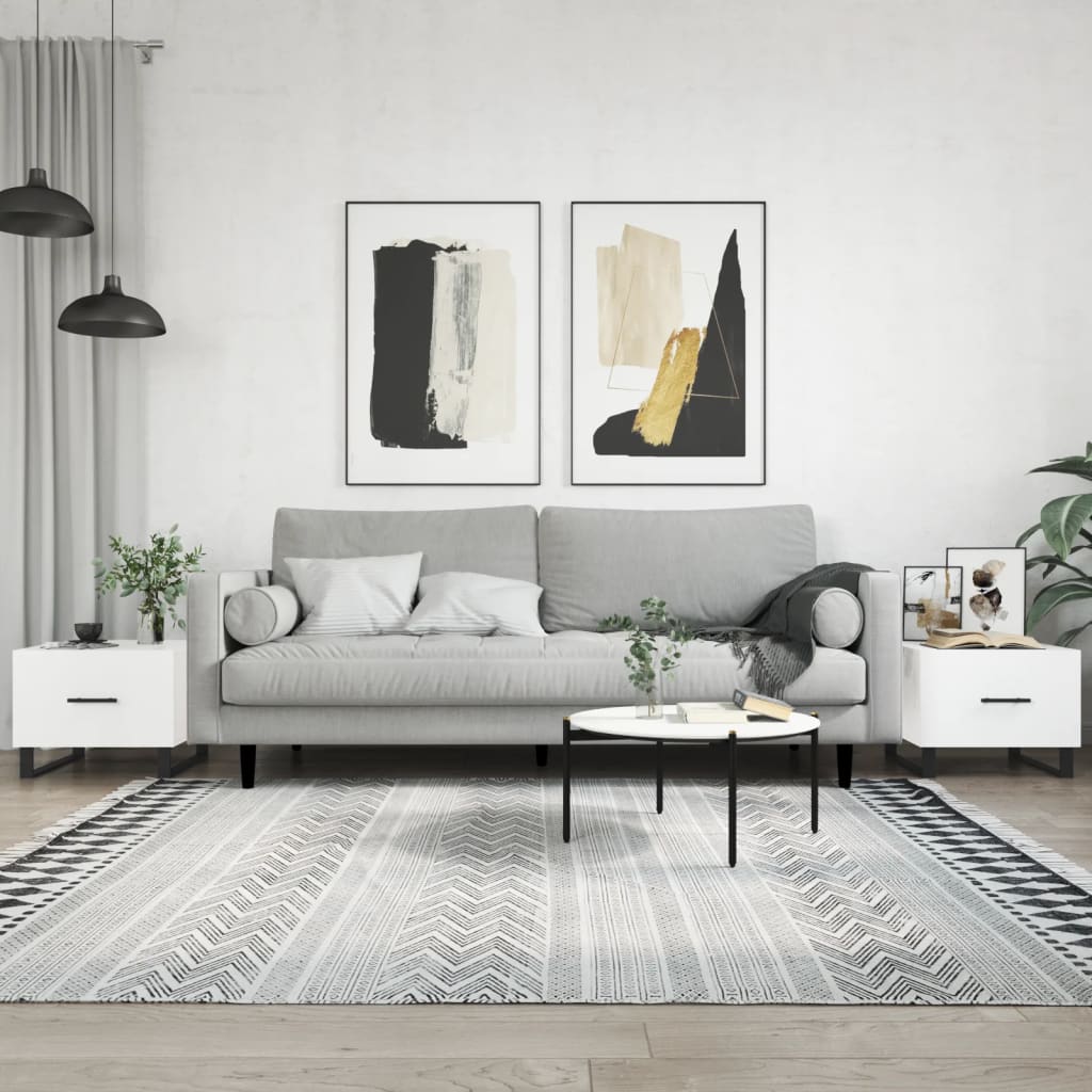 Konferenční Stolky 2 Ks Lesklé Bílé 50X50X40Cm Kompozitní Dřevo