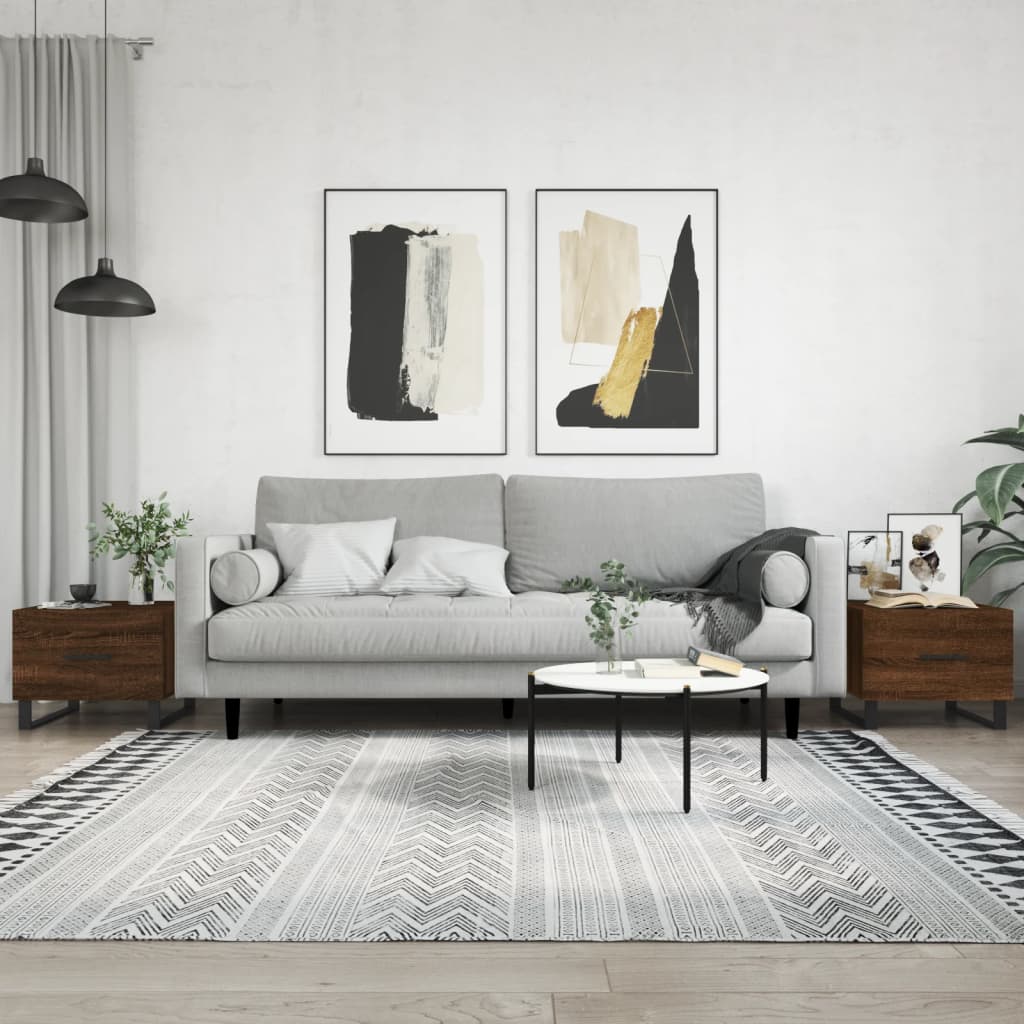 Konferenční Stolky 2 Ks Hnědý Dub 50X50X40 Cm Kompozitní Dřevo