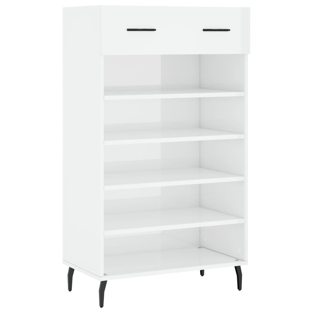Botník Bílý S Vysokým Leskem 60 X 35 X 105 Cm Kompozitní Dřevo