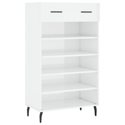 Botník Bílý S Vysokým Leskem 60 X 35 X 105 Cm Kompozitní Dřevo