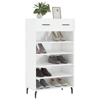 Botník Bílý S Vysokým Leskem 60 X 35 X 105 Cm Kompozitní Dřevo