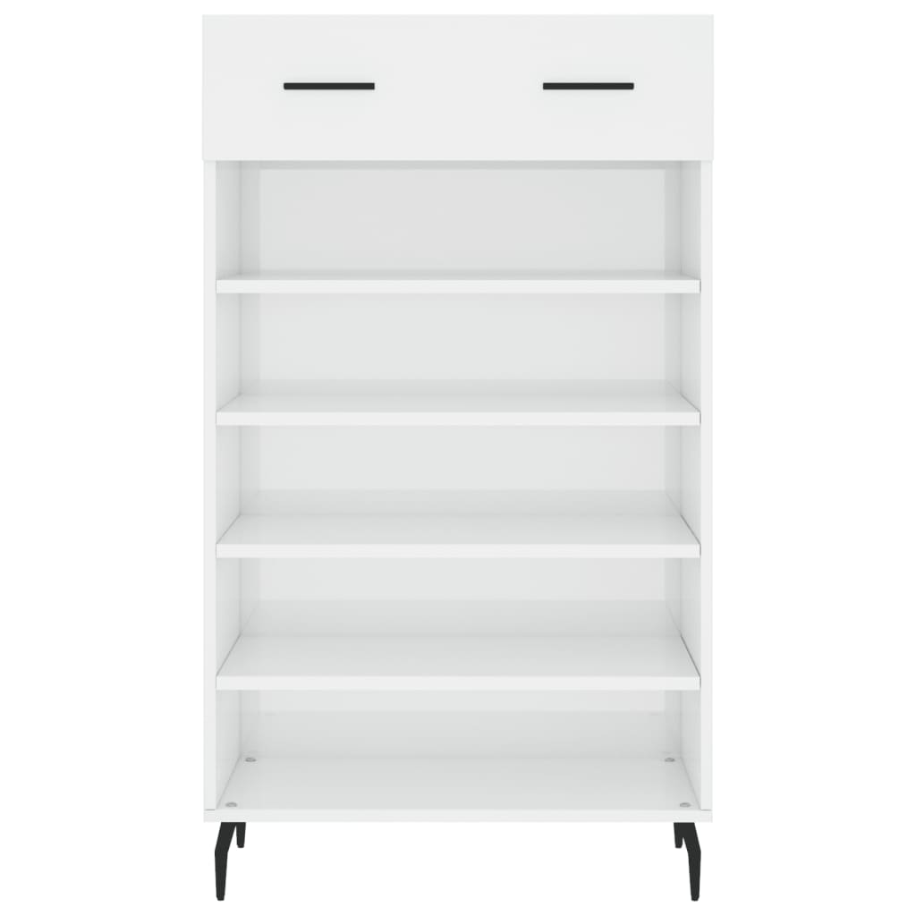 Botník Bílý S Vysokým Leskem 60 X 35 X 105 Cm Kompozitní Dřevo
