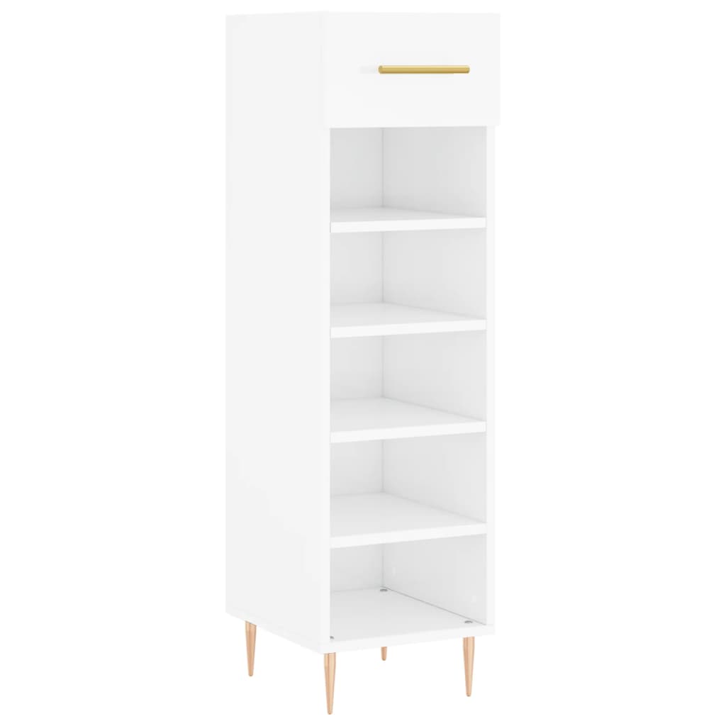Botník Bílý S Vysokým Leskem 30 X 35 X 105 Cm Kompozitní Dřevo
