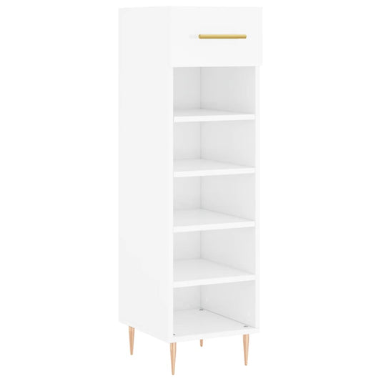 Botník Bílý S Vysokým Leskem 30 X 35 X 105 Cm Kompozitní Dřevo