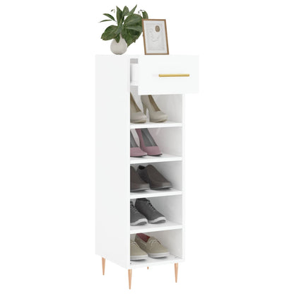 Botník Bílý S Vysokým Leskem 30 X 35 X 105 Cm Kompozitní Dřevo