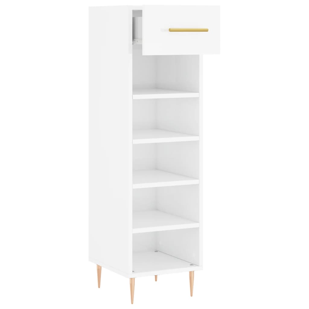 Botník Bílý S Vysokým Leskem 30 X 35 X 105 Cm Kompozitní Dřevo