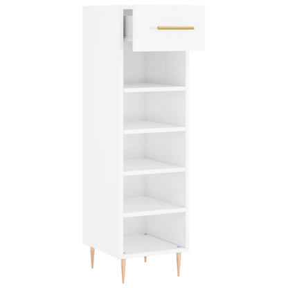 Botník Bílý S Vysokým Leskem 30 X 35 X 105 Cm Kompozitní Dřevo