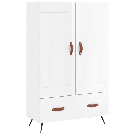 Skříň Highboard Lesklá Bílá 69,5 X 31 X 115 Cm Kompozitní Dřevo