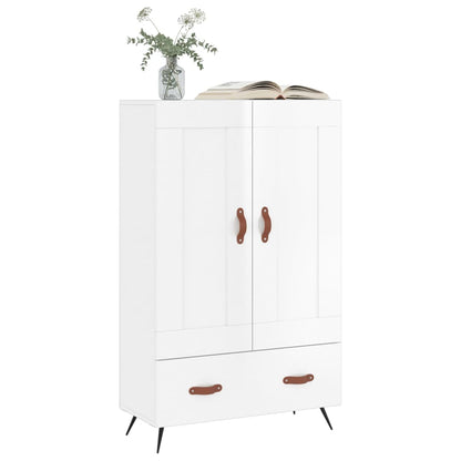 Skříň Highboard Lesklá Bílá 69,5 X 31 X 115 Cm Kompozitní Dřevo
