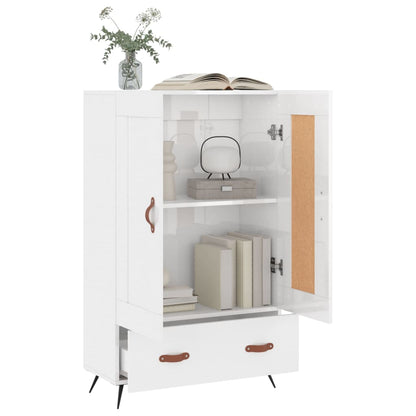 Skříň Highboard Lesklá Bílá 69,5 X 31 X 115 Cm Kompozitní Dřevo