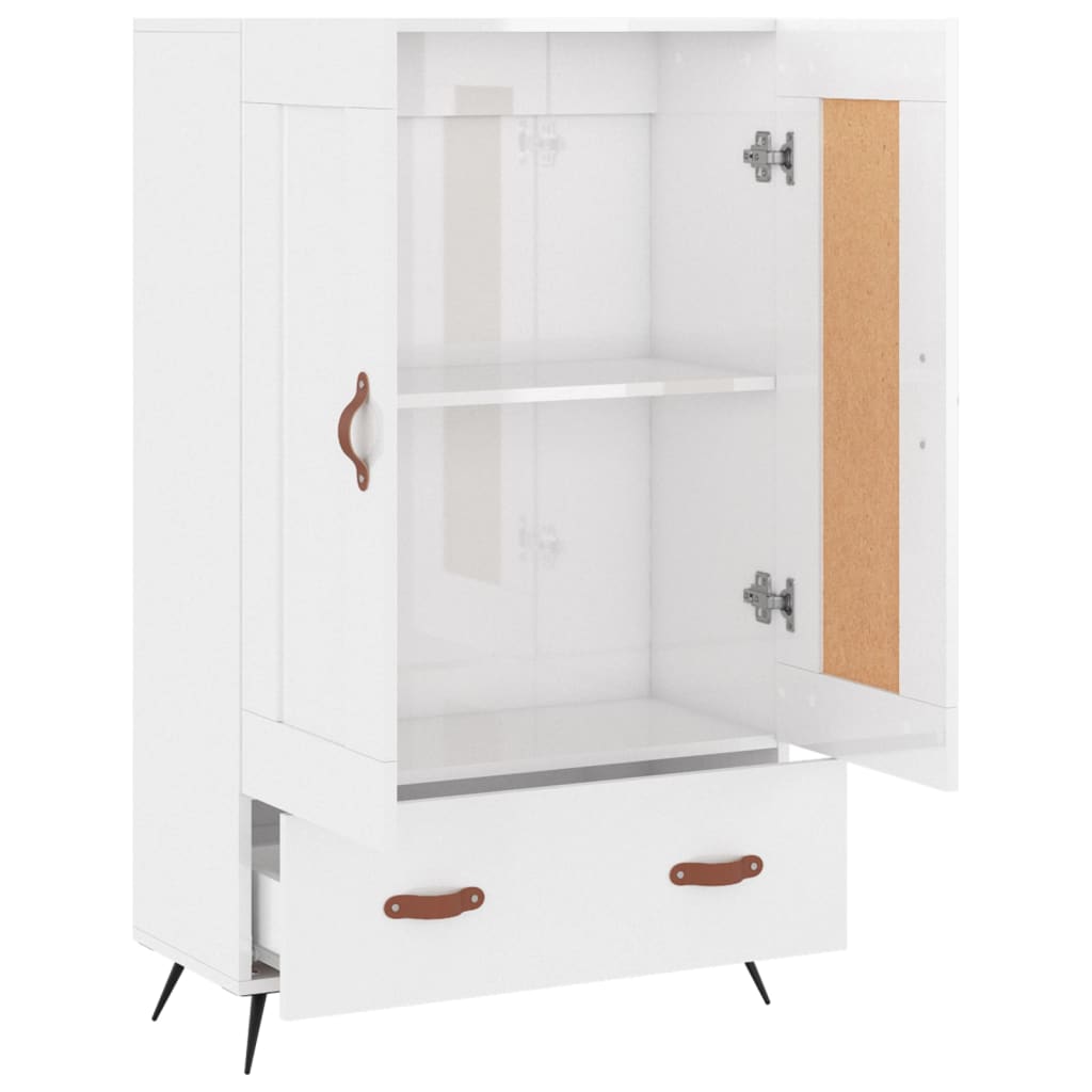 Skříň Highboard Lesklá Bílá 69,5 X 31 X 115 Cm Kompozitní Dřevo