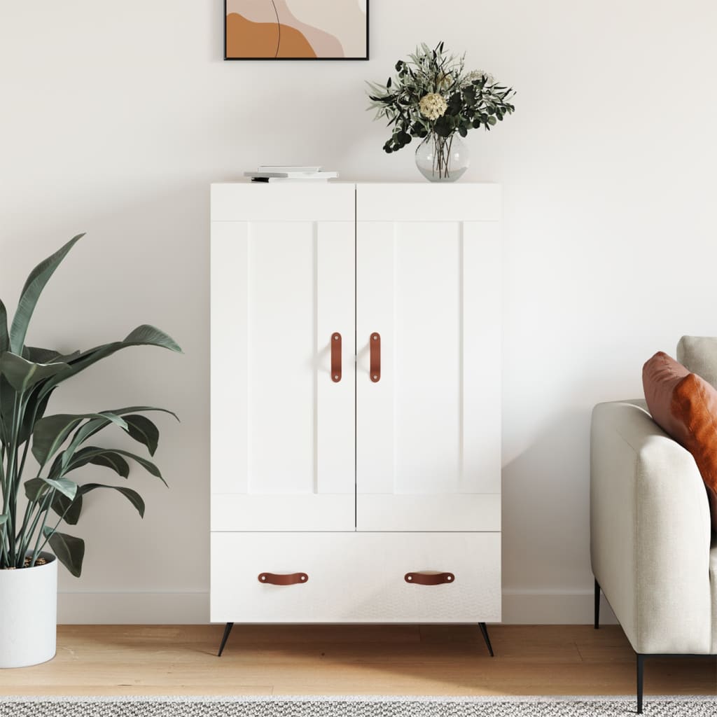 Skříň Highboard Lesklá Bílá 69,5 X 31 X 115 Cm Kompozitní Dřevo