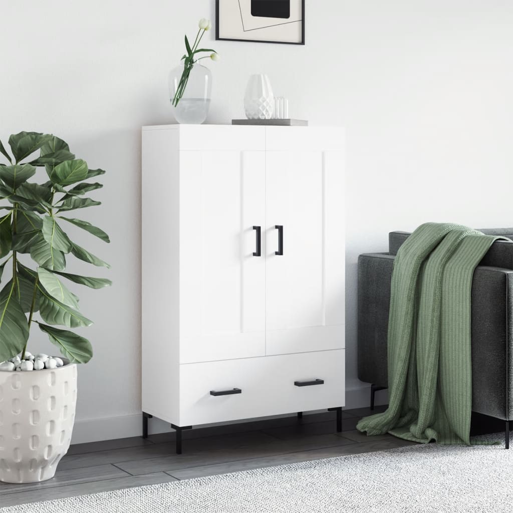 Skříň Highboard Lesklá Bílá 69,5 X 31 X 115 Cm Kompozitní Dřevo