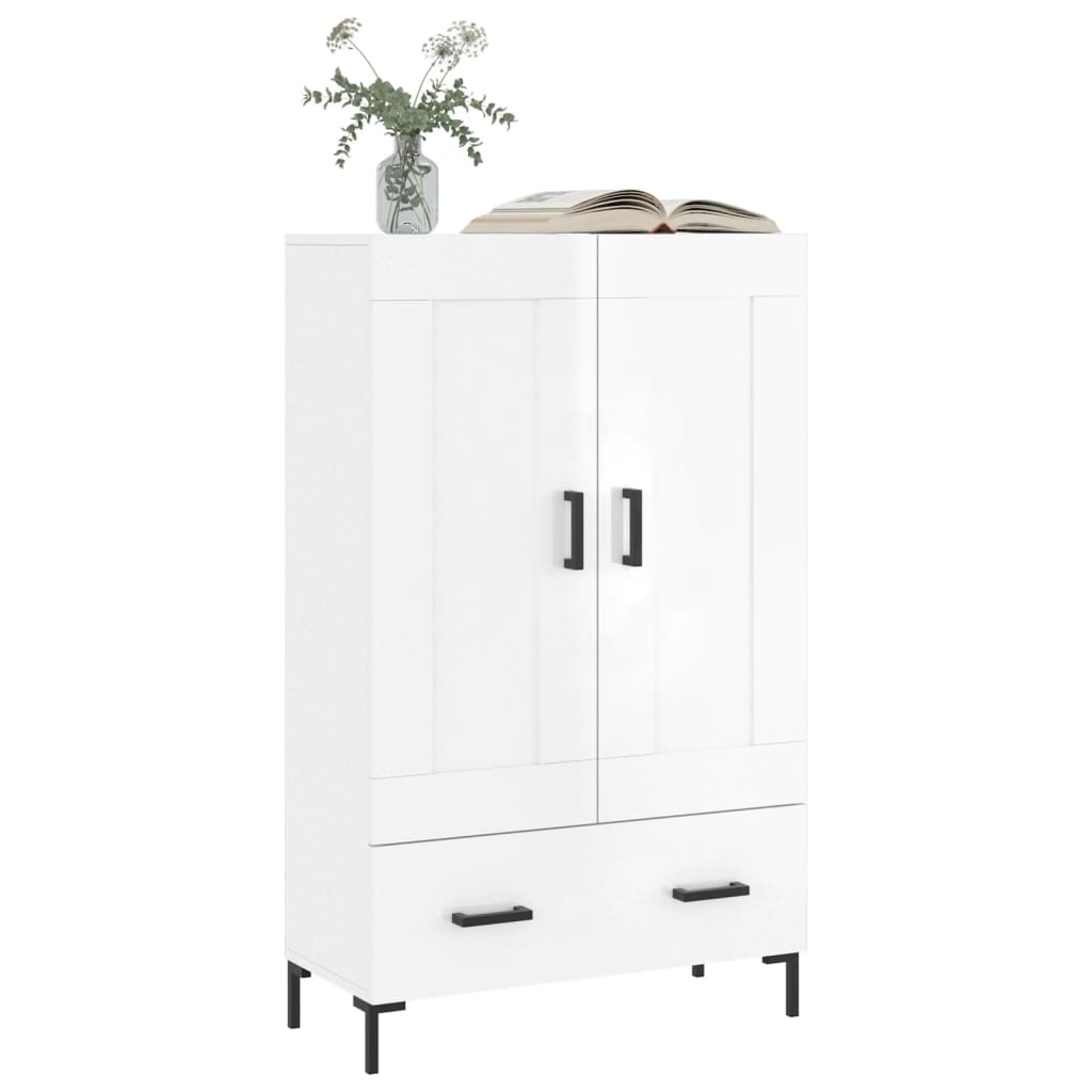 Skříň Highboard Lesklá Bílá 69,5 X 31 X 115 Cm Kompozitní Dřevo