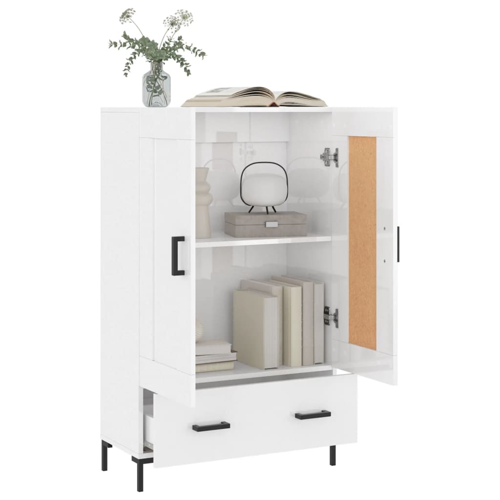Skříň Highboard Lesklá Bílá 69,5 X 31 X 115 Cm Kompozitní Dřevo