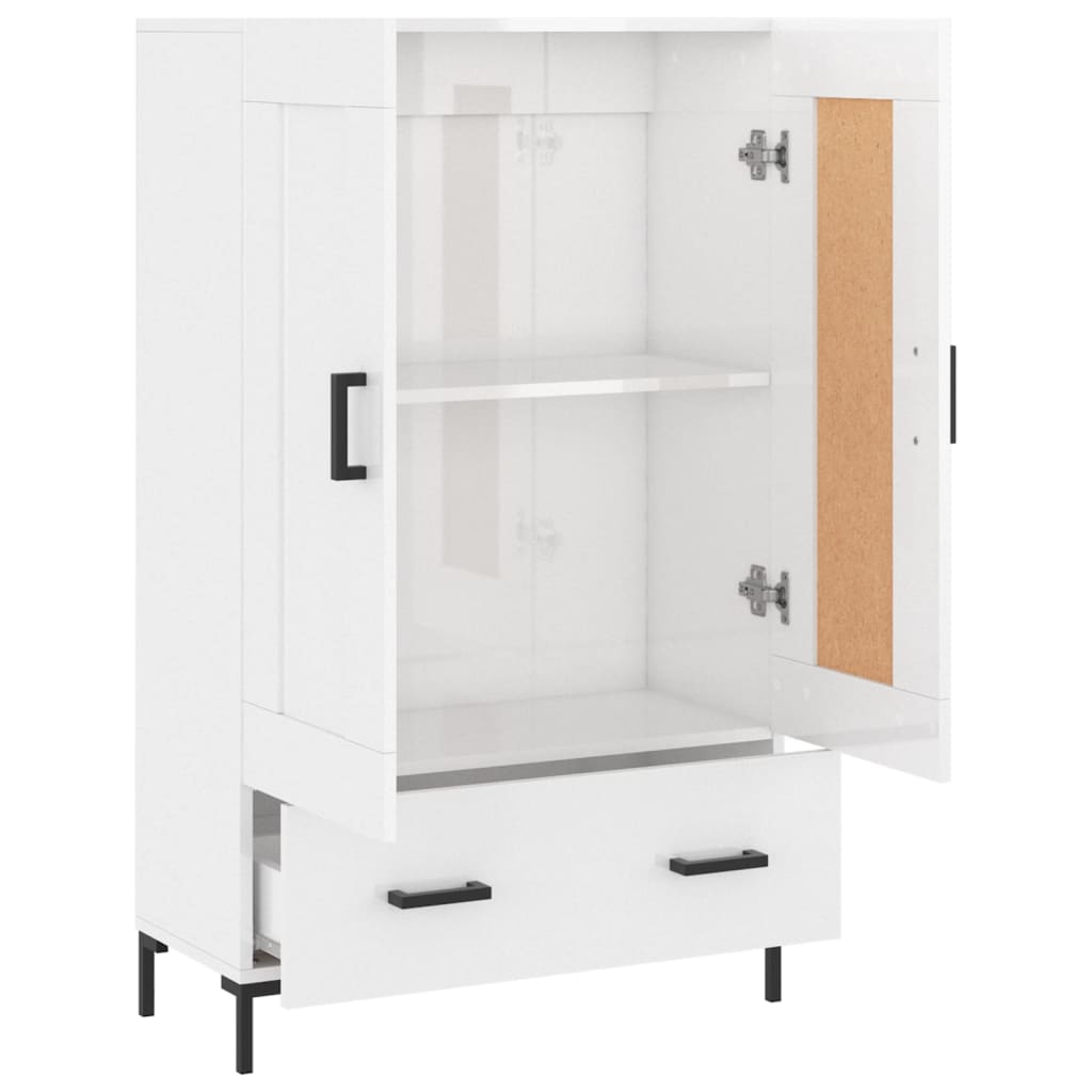 Skříň Highboard Lesklá Bílá 69,5 X 31 X 115 Cm Kompozitní Dřevo