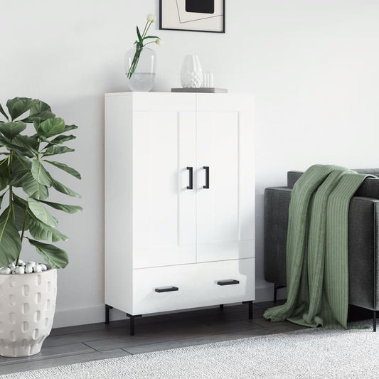 Skříň Highboard Lesklá Bílá 69,5 X 31 X 115 Cm Kompozitní Dřevo