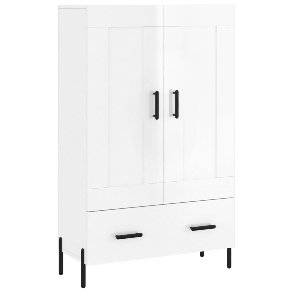 Skříň Highboard Lesklá Bílá 69,5 X 31 X 115 Cm Kompozitní Dřevo