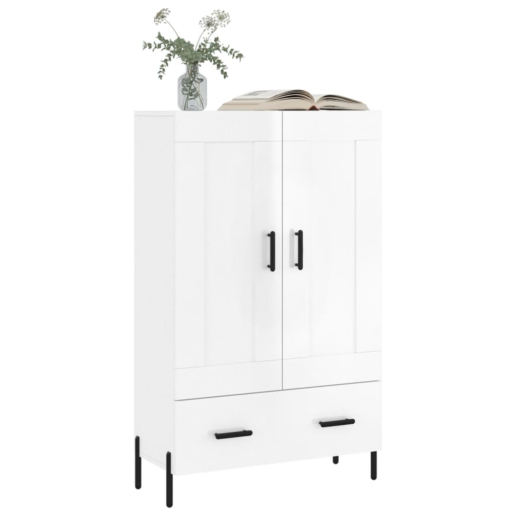 Skříň Highboard Lesklá Bílá 69,5 X 31 X 115 Cm Kompozitní Dřevo