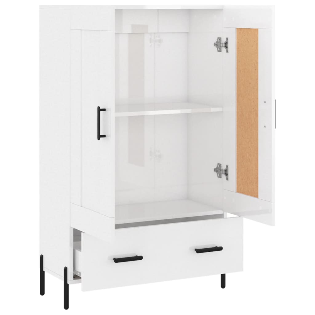 Skříň Highboard Lesklá Bílá 69,5 X 31 X 115 Cm Kompozitní Dřevo
