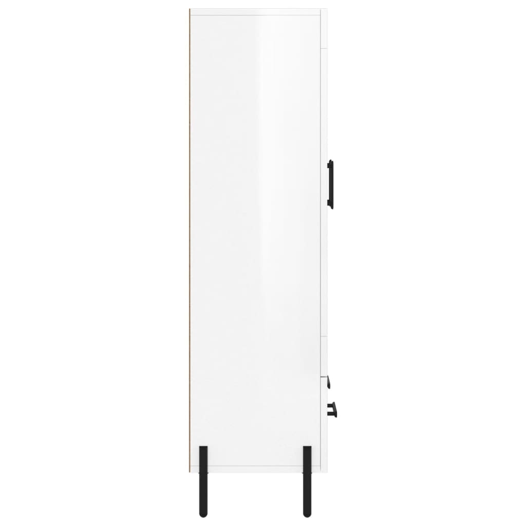 Skříň Highboard Lesklá Bílá 69,5 X 31 X 115 Cm Kompozitní Dřevo