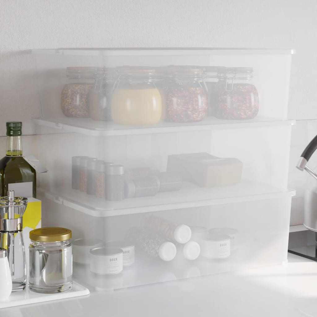 Plastové Úložné Boxy 3 Ks Stohovatelné