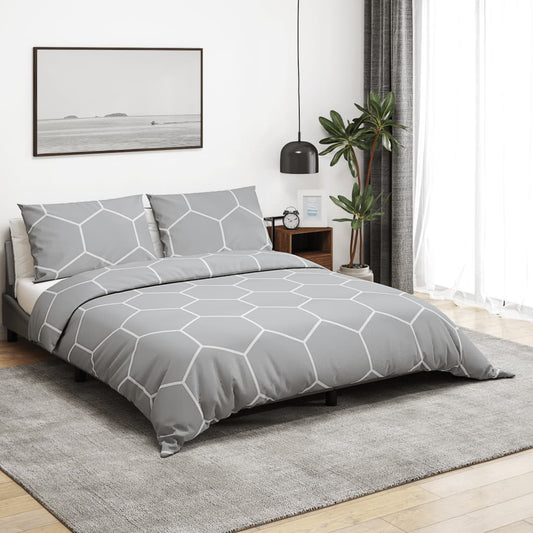 Sada Ložního Prádla Šedá 220 X 240 Cm Bavlna Šedá A Bílá