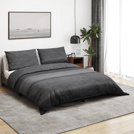 Sada Ložního Prádla Tmavě Šedá 260 X 220 Cm Bavlna Tmavě Šedá A Černá