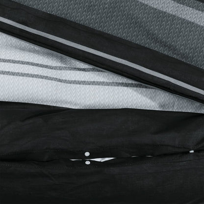 Sada Ložního Prádla Černá A Bílá 220 X 240 Cm Bavlna Černé Pruhy