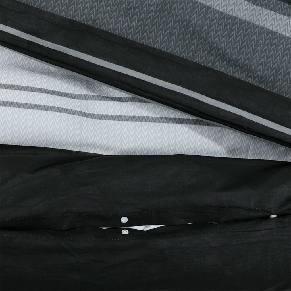 Sada Ložního Prádla Černá A Bílá 155 X 220 Cm Bavlna Černé Pruhy