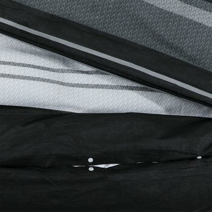Sada Ložního Prádla Černá A Bílá 155 X 220 Cm Bavlna Černé Pruhy